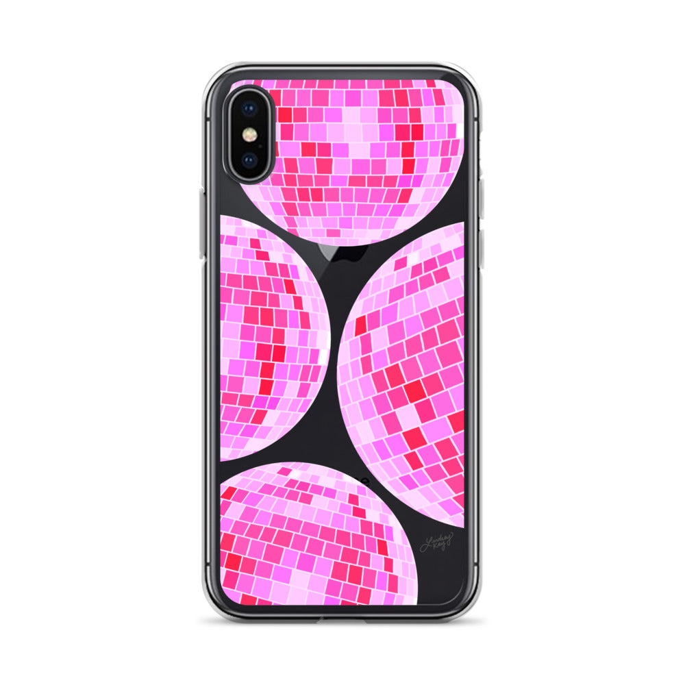 Boules Disco Rose Vif - Étui Transparent pour iPhone®