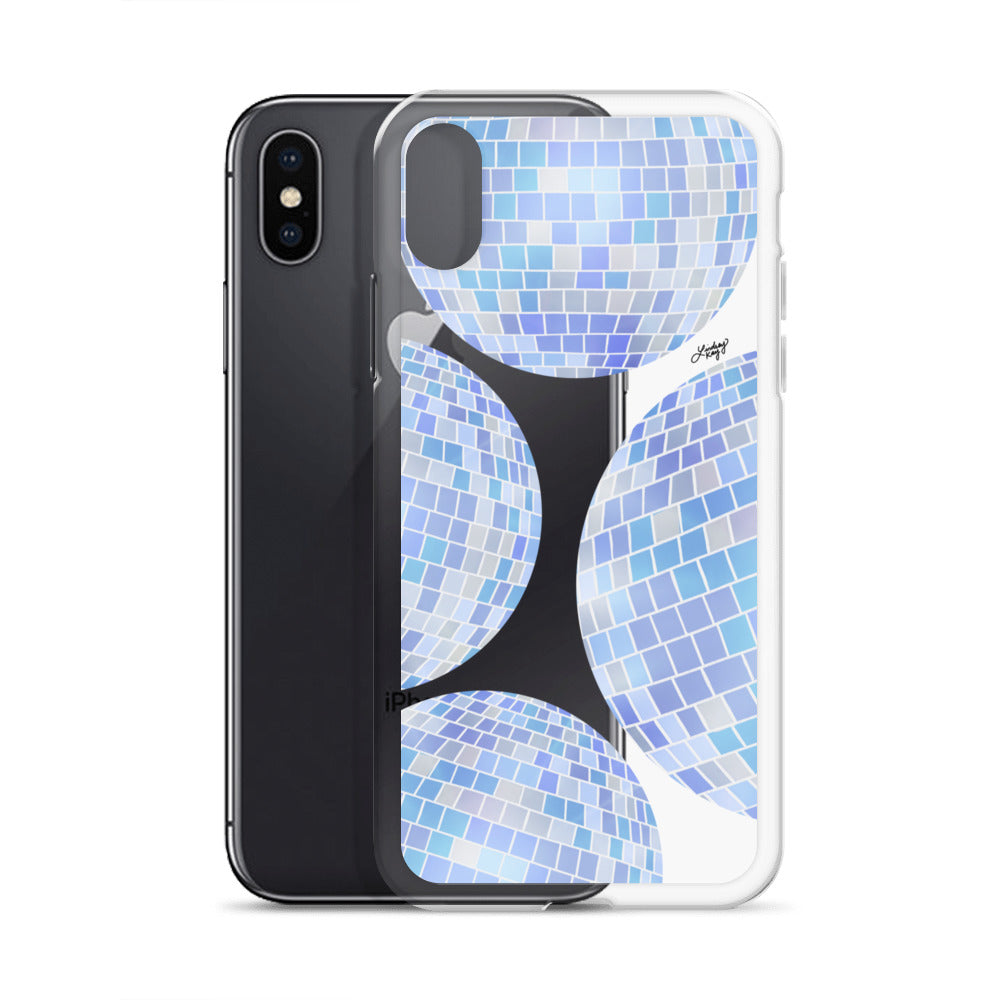 Ilustración de bolas de discoteca azules - Funda transparente para iPhone®