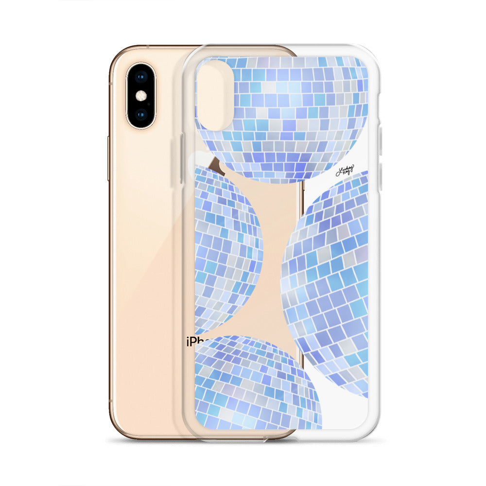 Ilustración de bolas de discoteca azules - Funda transparente para iPhone®