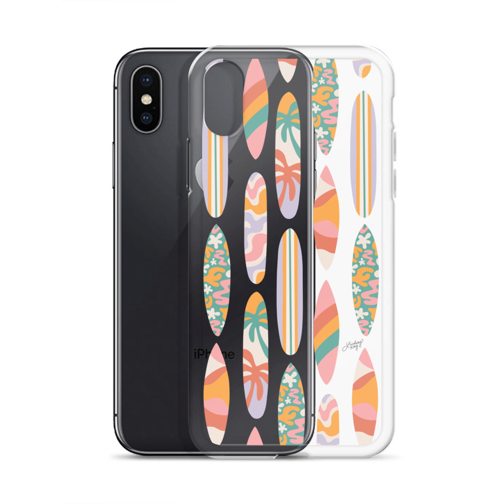 Patrón de ilustración de tablas de surf - Transparente Funda para iPhone®