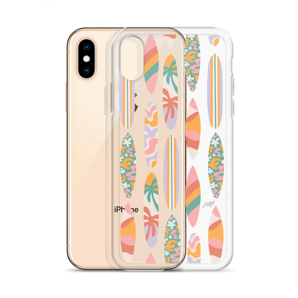 Patrón de ilustración de tablas de surf - Transparente Funda para iPhone®