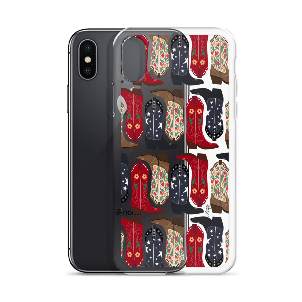 Ilustración de botas de vaquero - Funda transparente para iPhone®