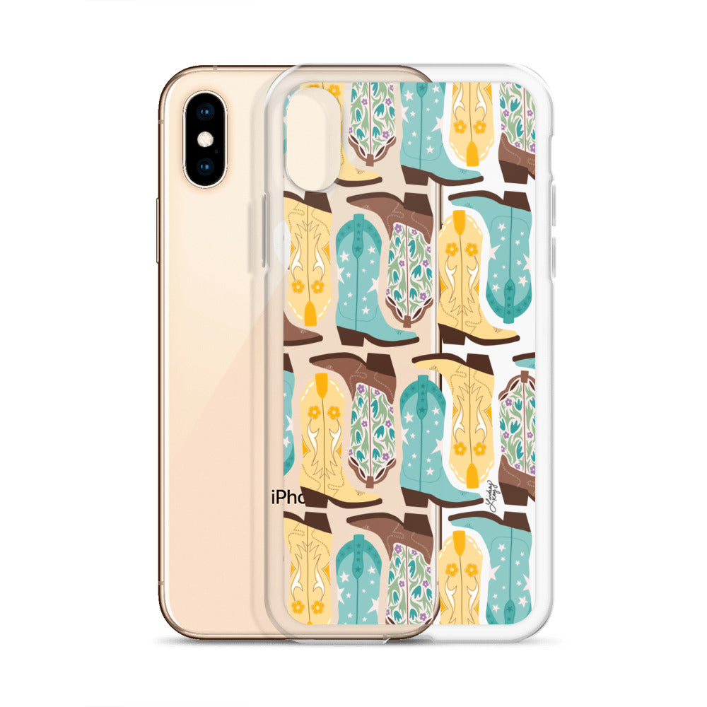 Ilustración de botas de vaquero - Funda transparente para iPhone®