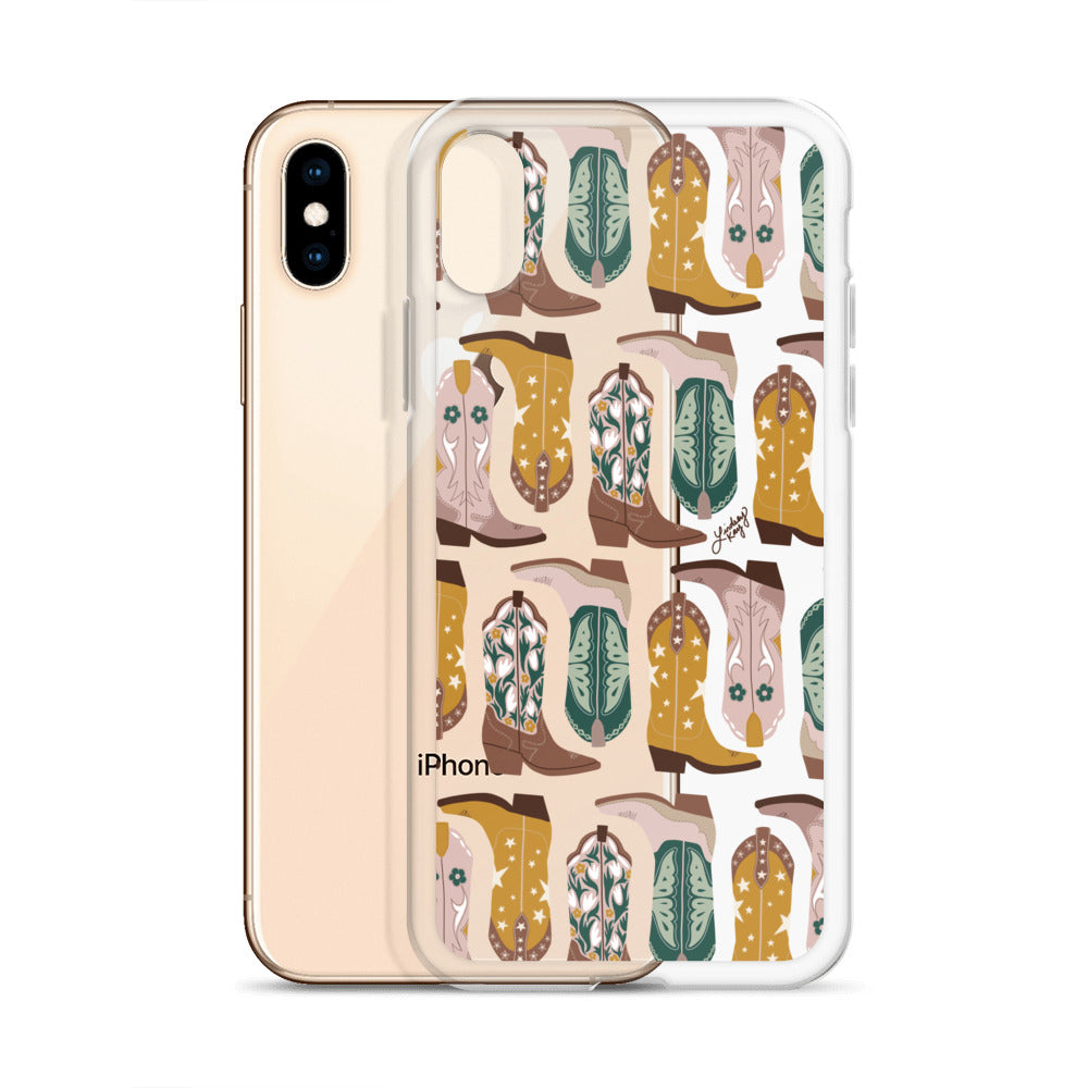 Ilustración de botas de vaquero (paleta neutra) - Funda transparente para iPhone®