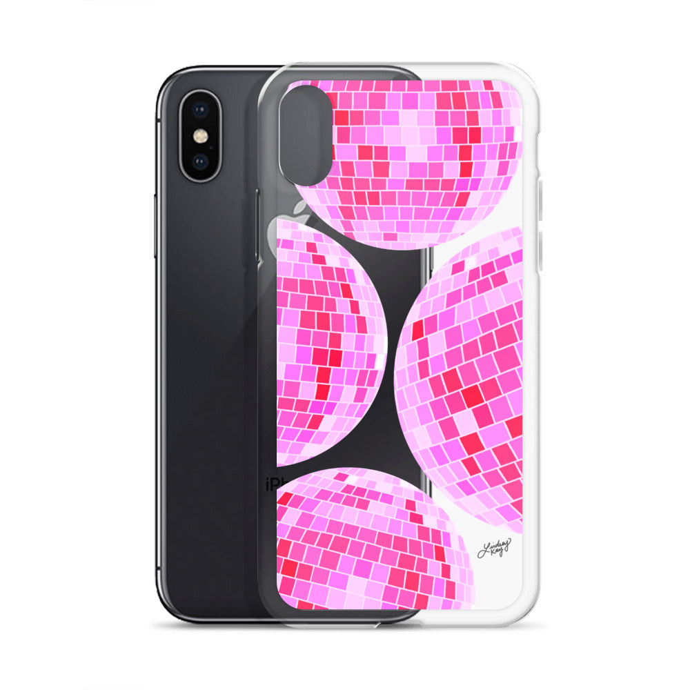 Boules Disco Rose Vif - Étui Transparent pour iPhone®