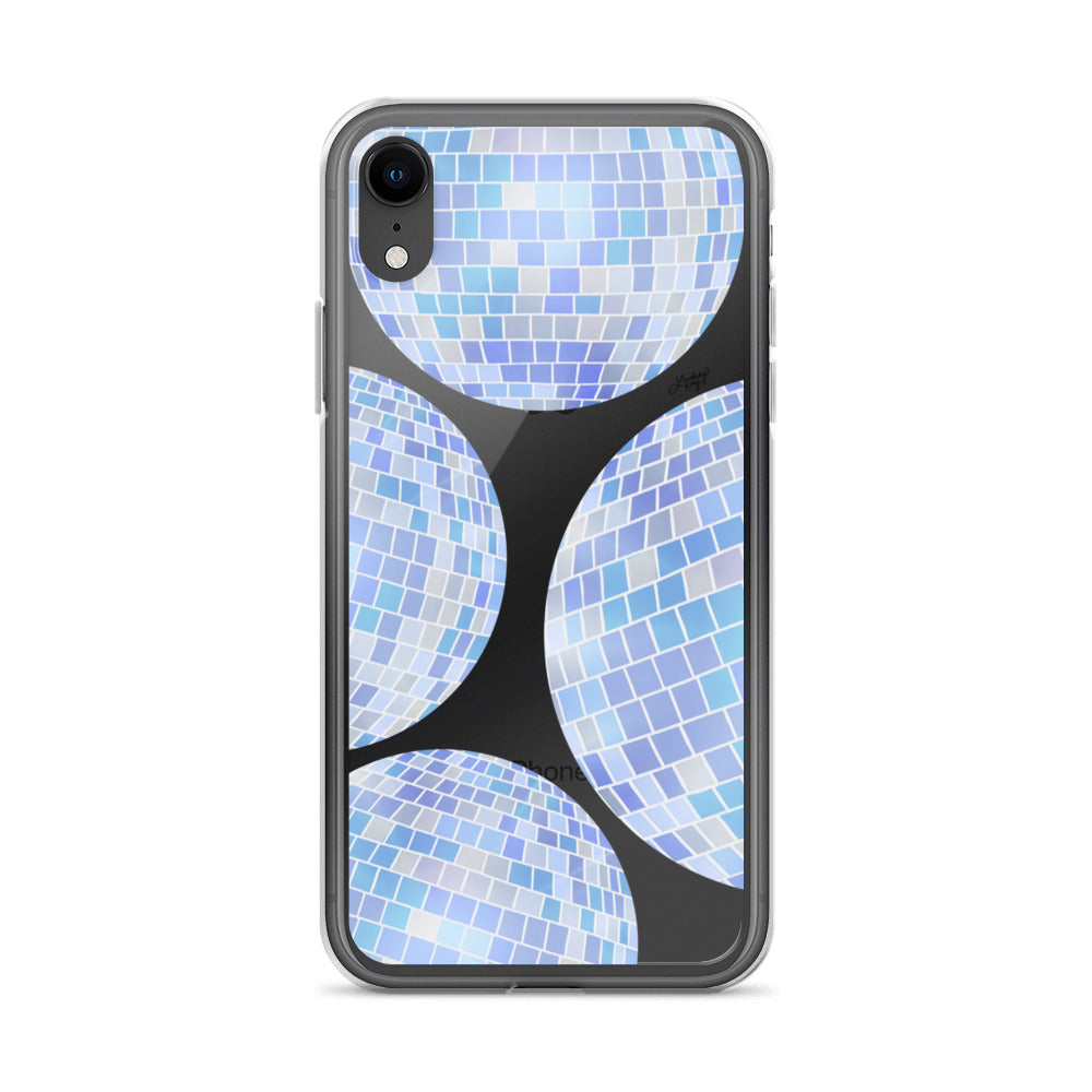 Ilustración de bolas de discoteca azules - Funda transparente para iPhone®