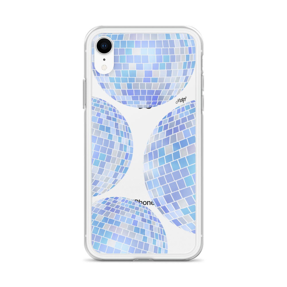 Ilustración de bolas de discoteca azules - Funda transparente para iPhone®