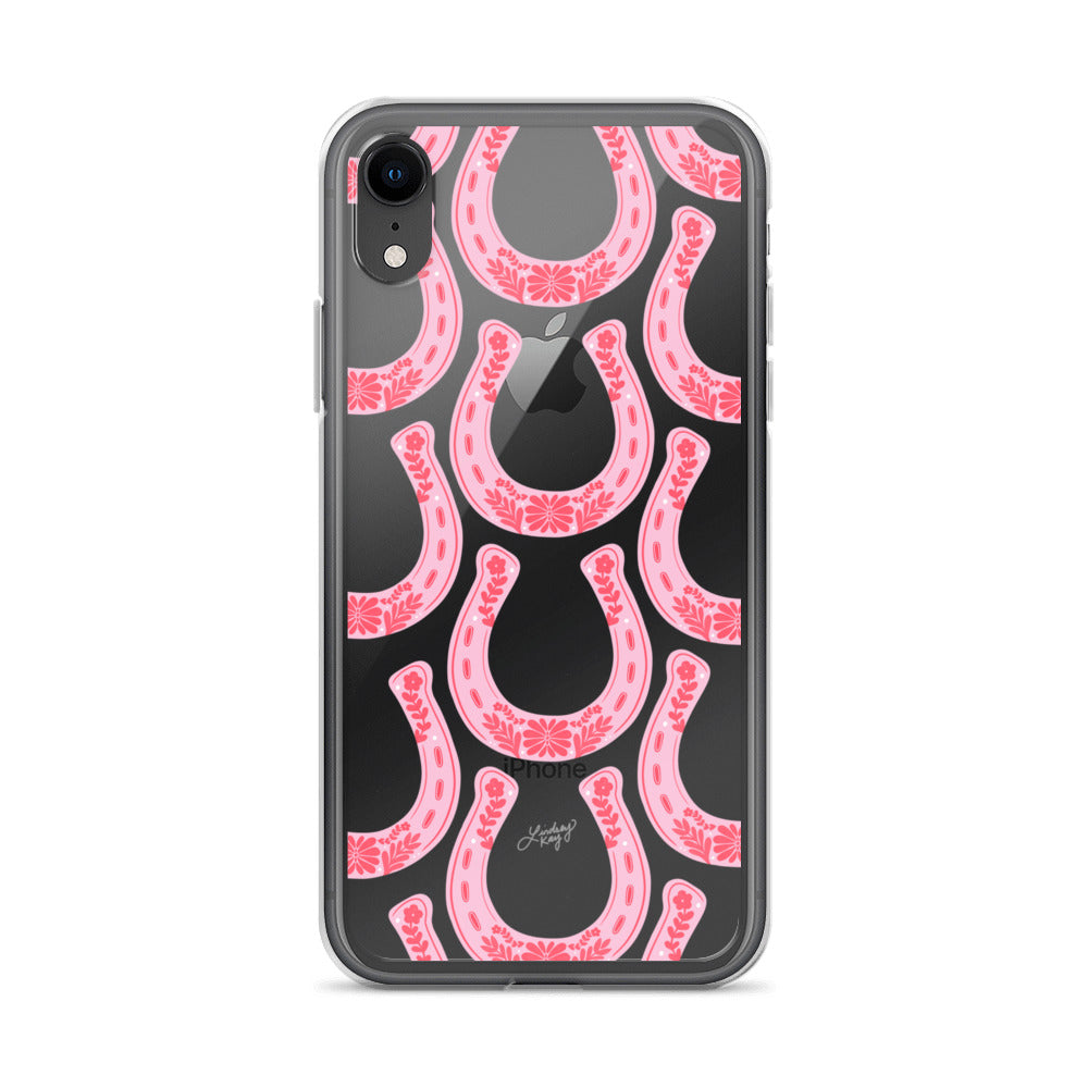 Pink Floral Horseshoe Illustration - Clear Case for iPhone®