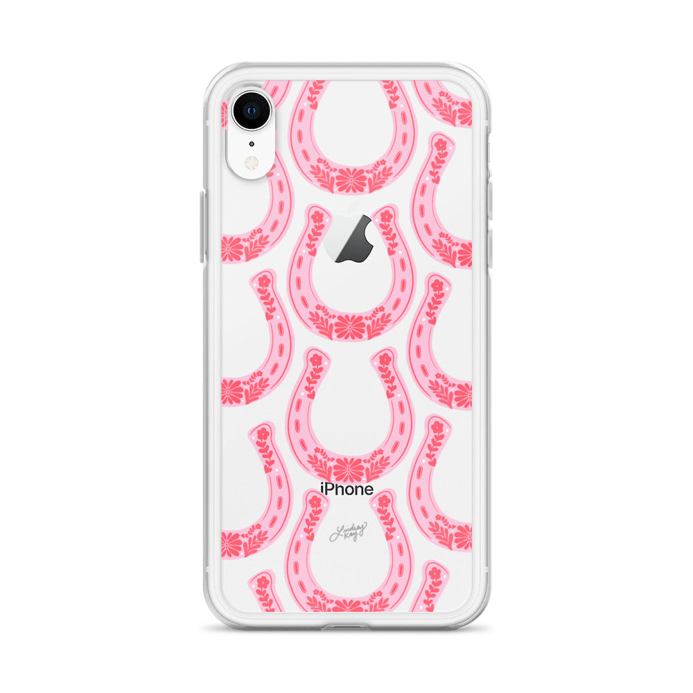 Pink Floral Horseshoe Illustration - Clear Case for iPhone®