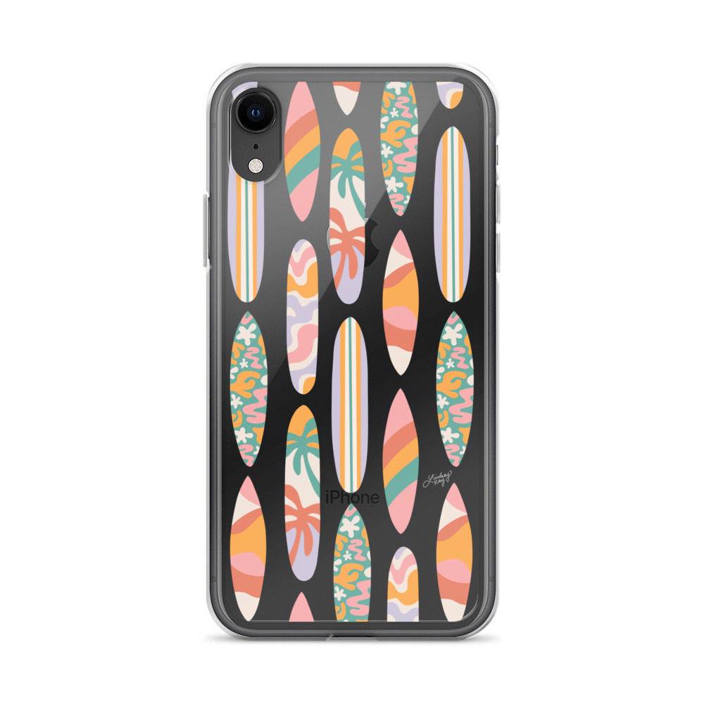 Patrón de ilustración de tablas de surf - Transparente Funda para iPhone®