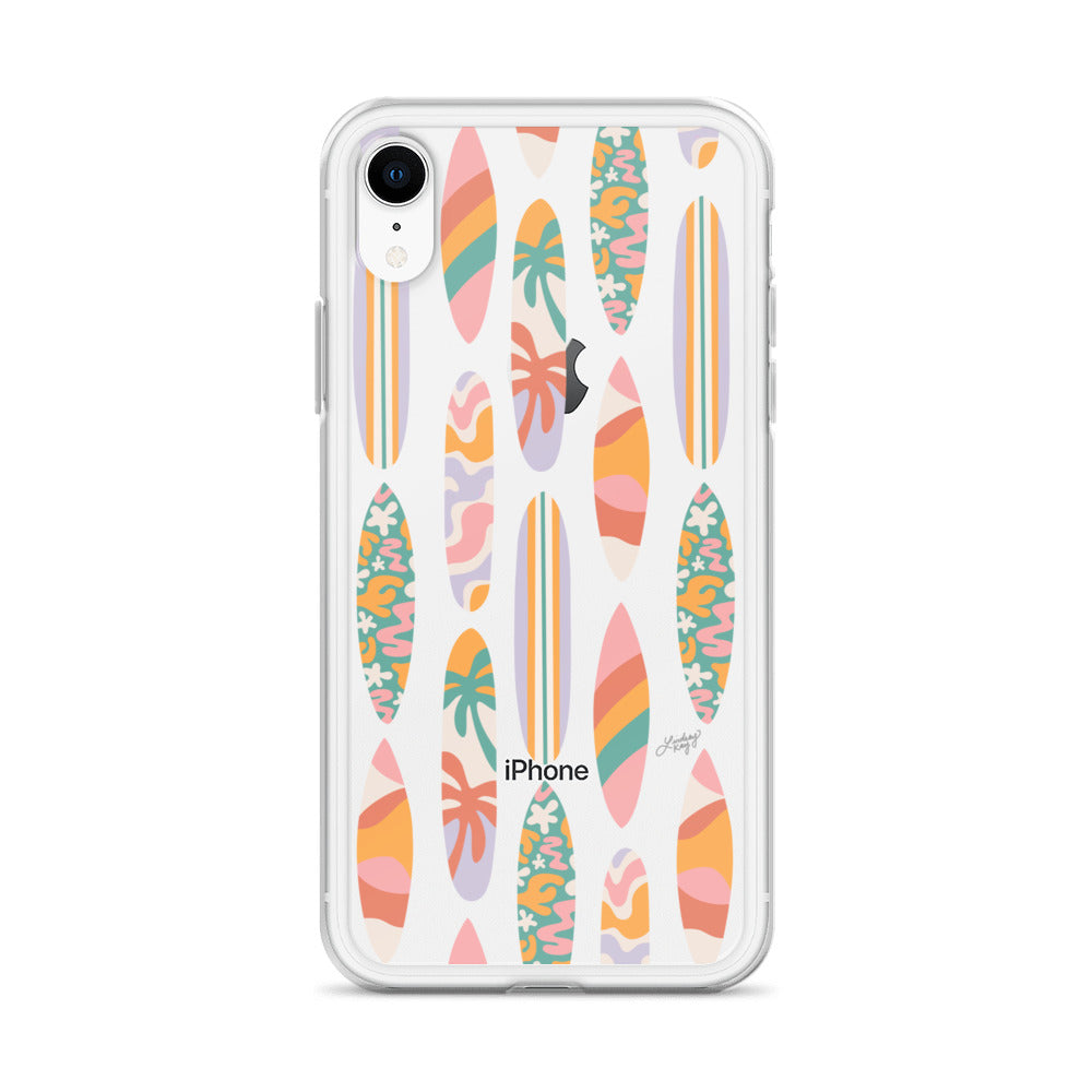 Patrón de ilustración de tablas de surf - Transparente Funda para iPhone®