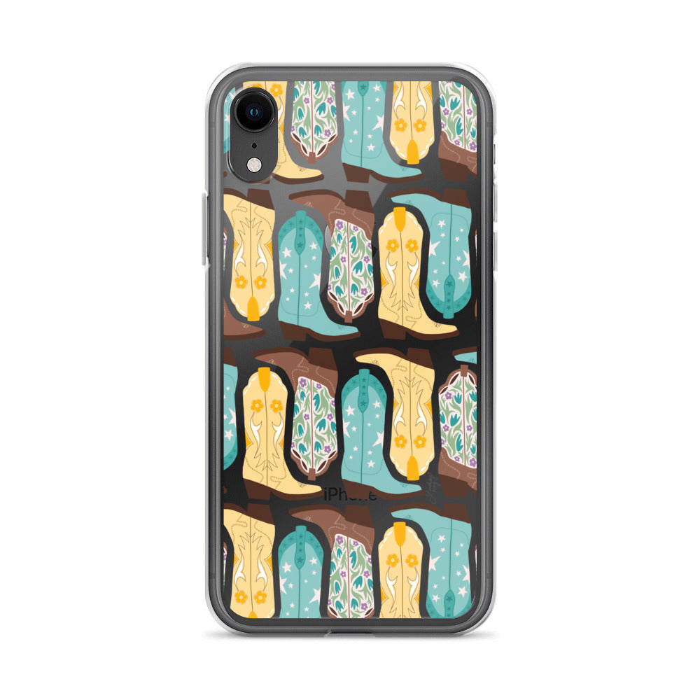 Ilustración de botas de vaquero - Funda transparente para iPhone®