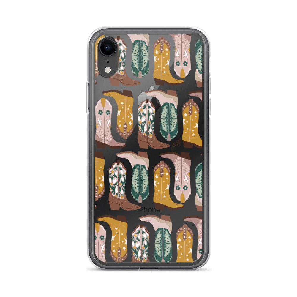 Ilustración de botas de vaquero (paleta neutra) - Funda transparente para iPhone®