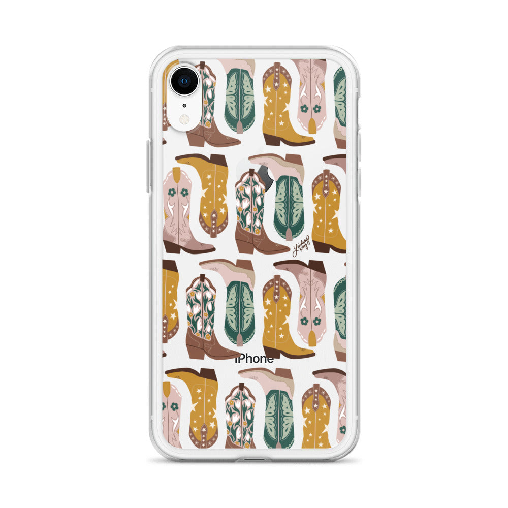 Ilustración de botas de vaquero (paleta neutra) - Funda transparente para iPhone®