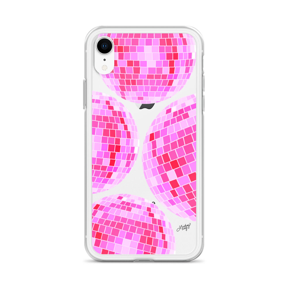 Boules Disco Rose Vif - Étui Transparent pour iPhone®