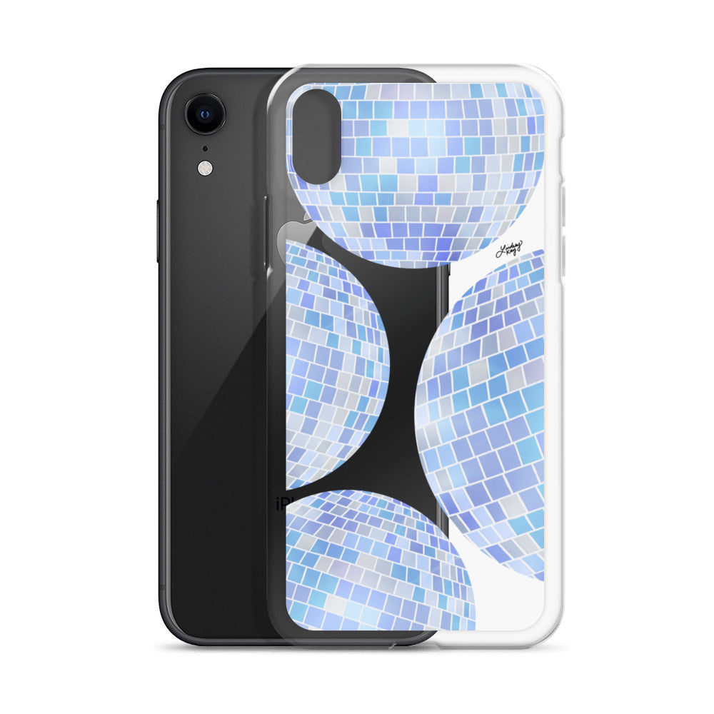Ilustración de bolas de discoteca azules - Funda transparente para iPhone®