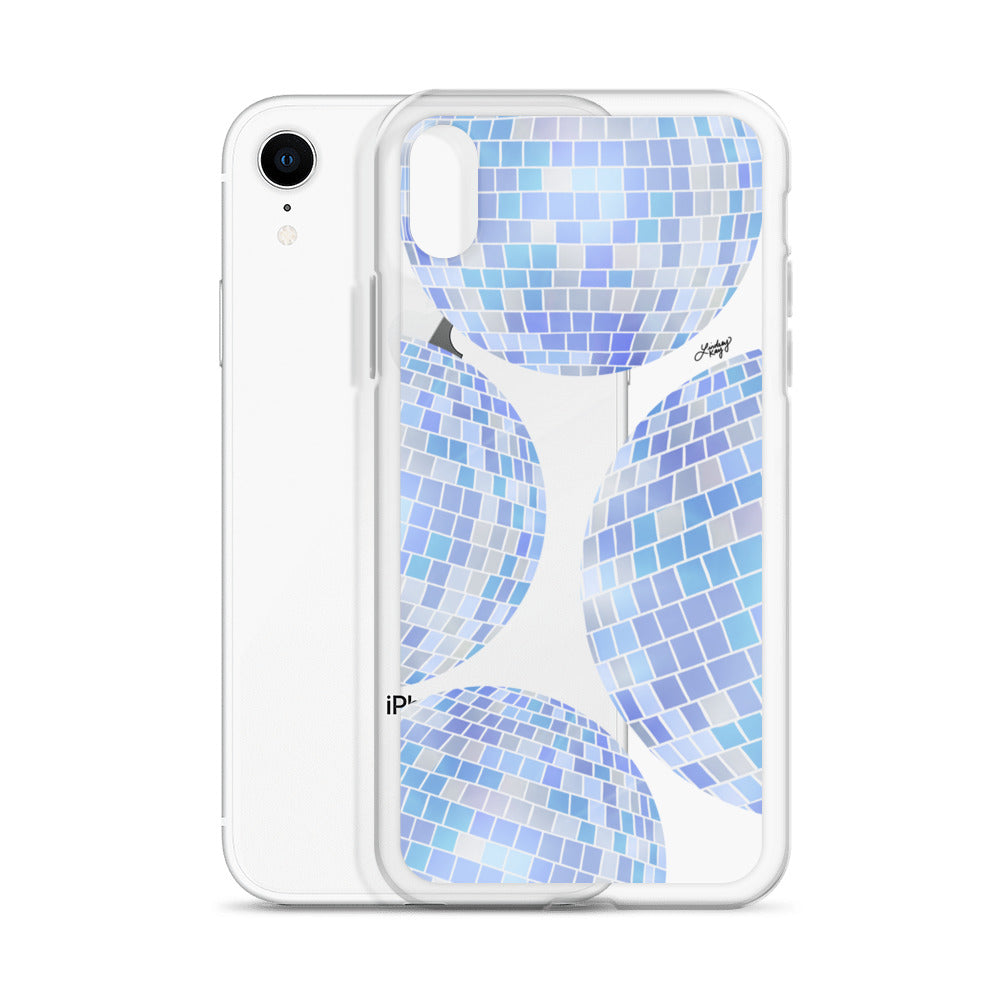 Ilustración de bolas de discoteca azules - Funda transparente para iPhone®