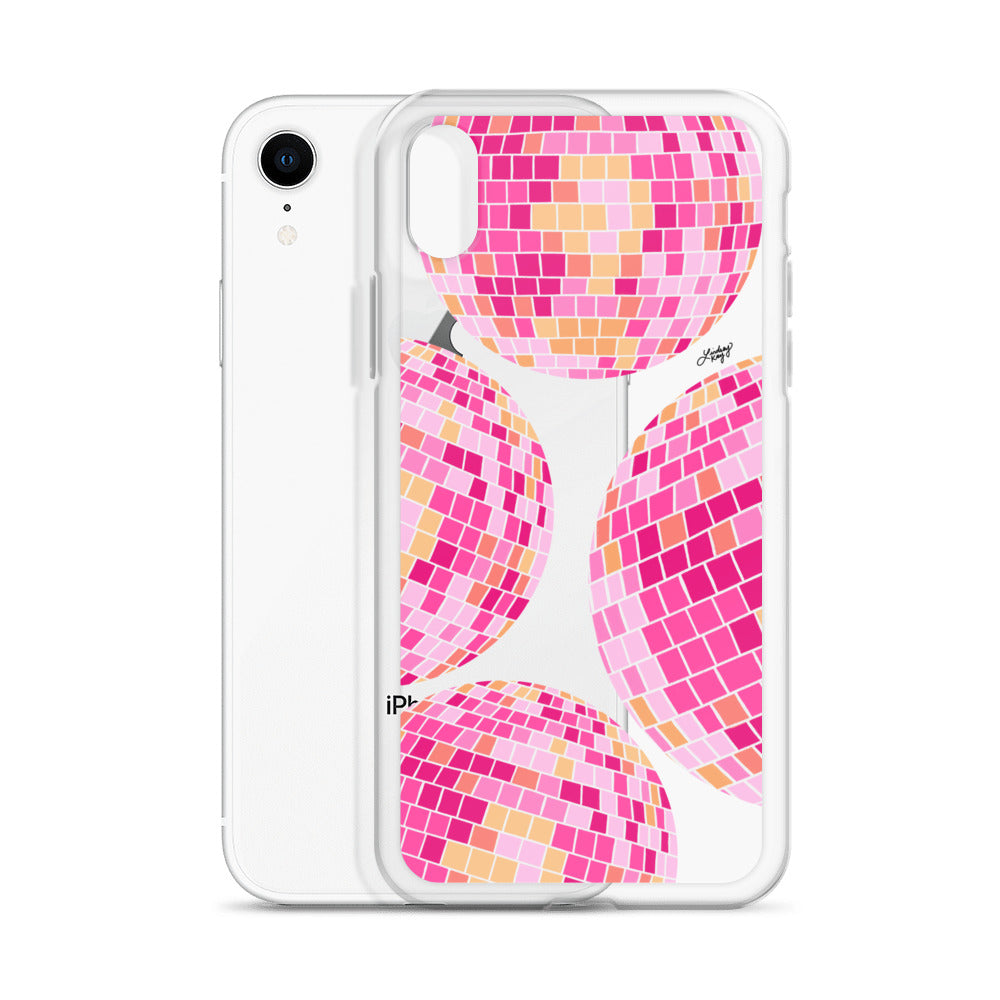Ilustración de bolas de discoteca rosa/amarilla - Funda transparente para iPhone®
