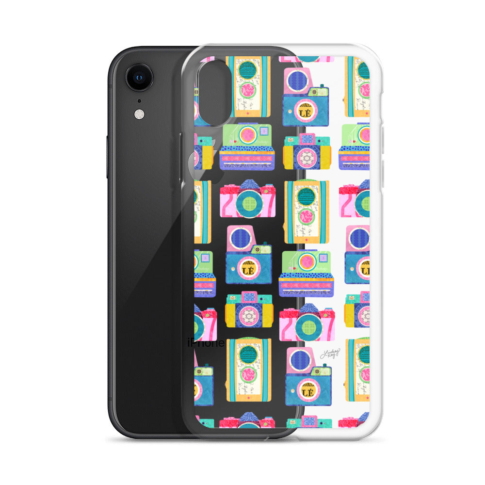 Colorful Vintage Cameras Illustration - Clear Case for iPhone®