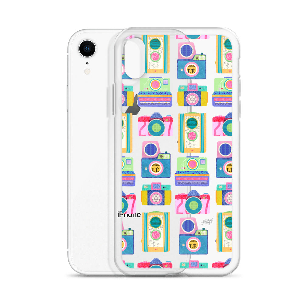 Colorful Vintage Cameras Illustration - Clear Case for iPhone®