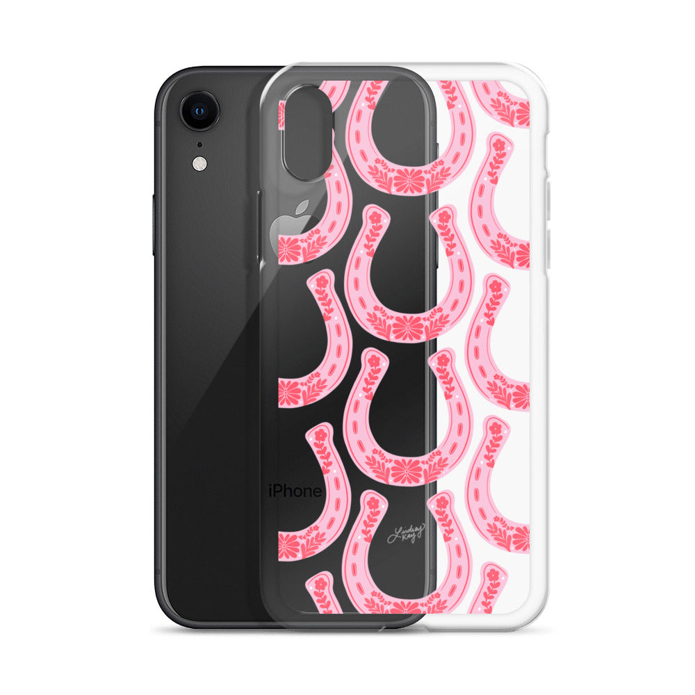 Pink Floral Horseshoe Illustration - Clear Case for iPhone®