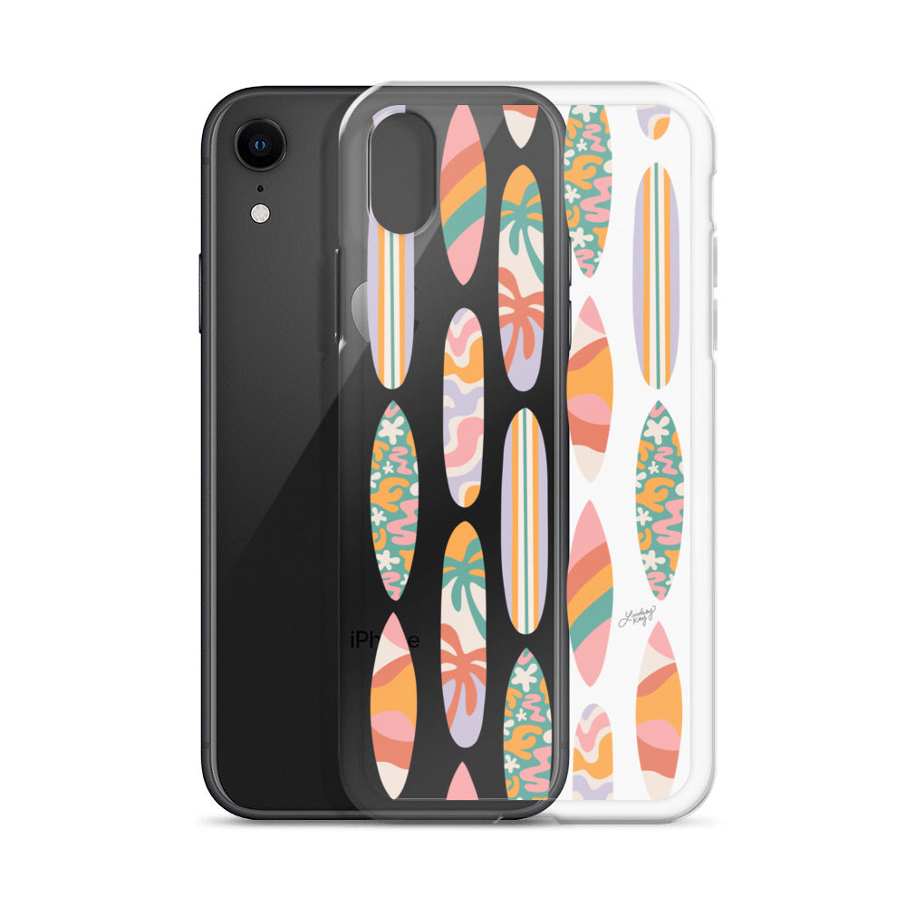 Patrón de ilustración de tablas de surf - Transparente Funda para iPhone®