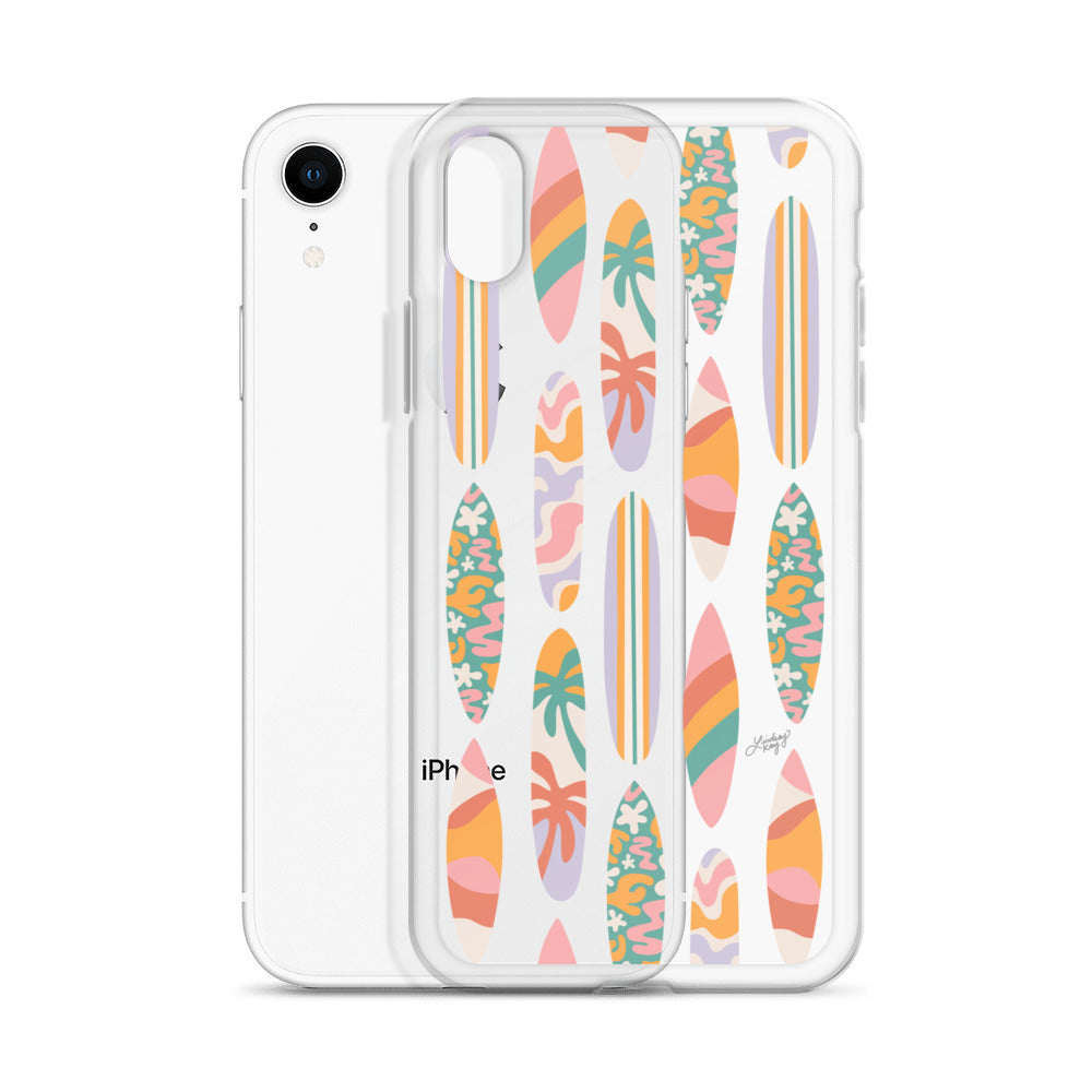 Patrón de ilustración de tablas de surf - Transparente Funda para iPhone®