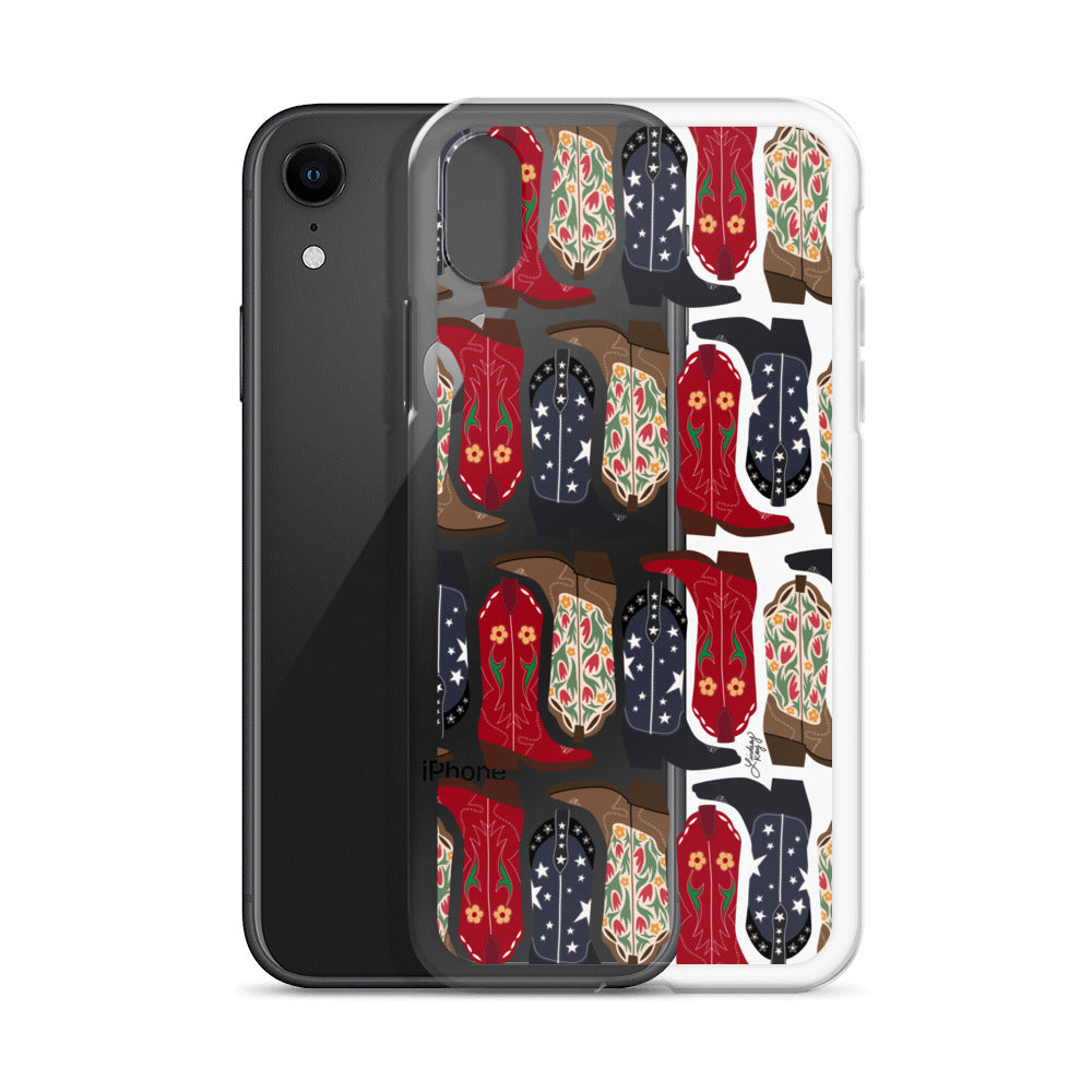 Ilustración de botas de vaquero - Funda transparente para iPhone®