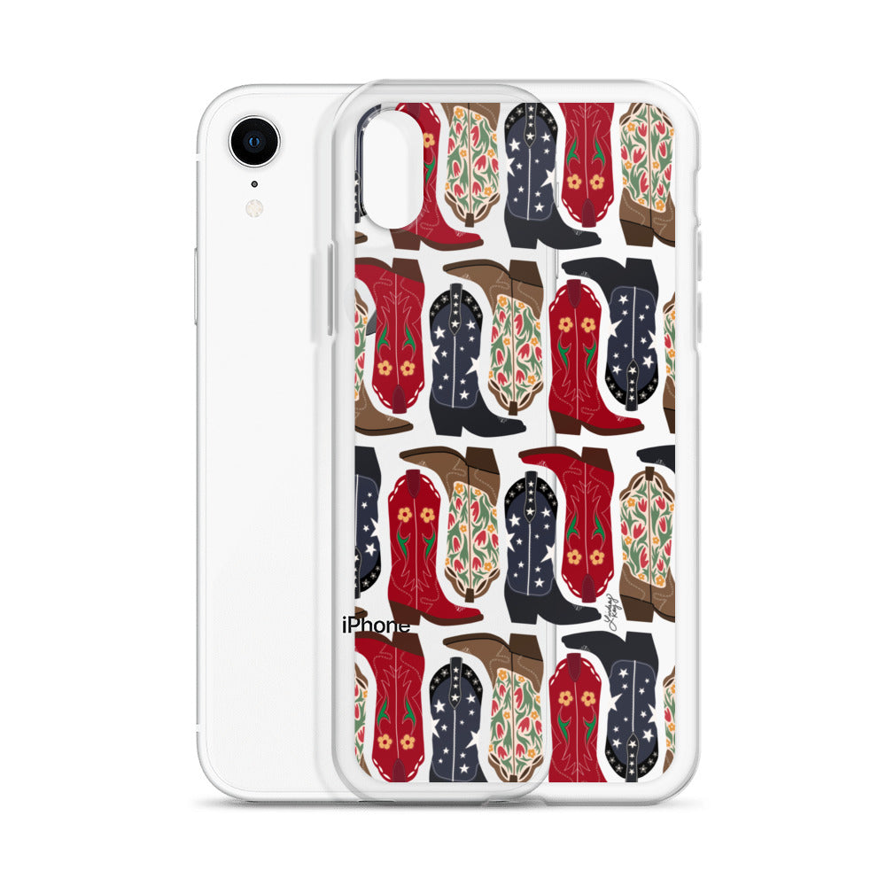 Ilustración de botas de vaquero - Funda transparente para iPhone®