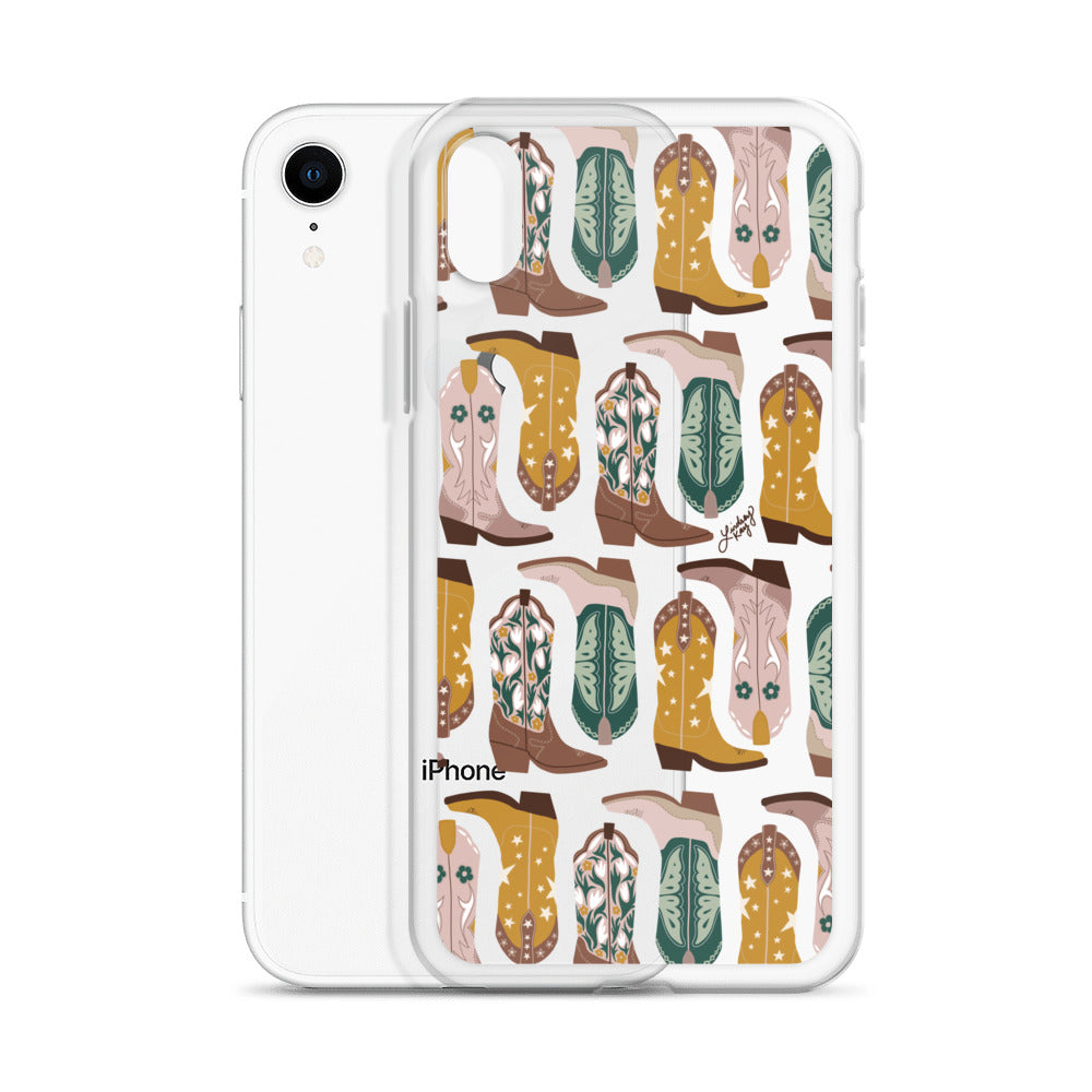 Ilustración de botas de vaquero (paleta neutra) - Funda transparente para iPhone®