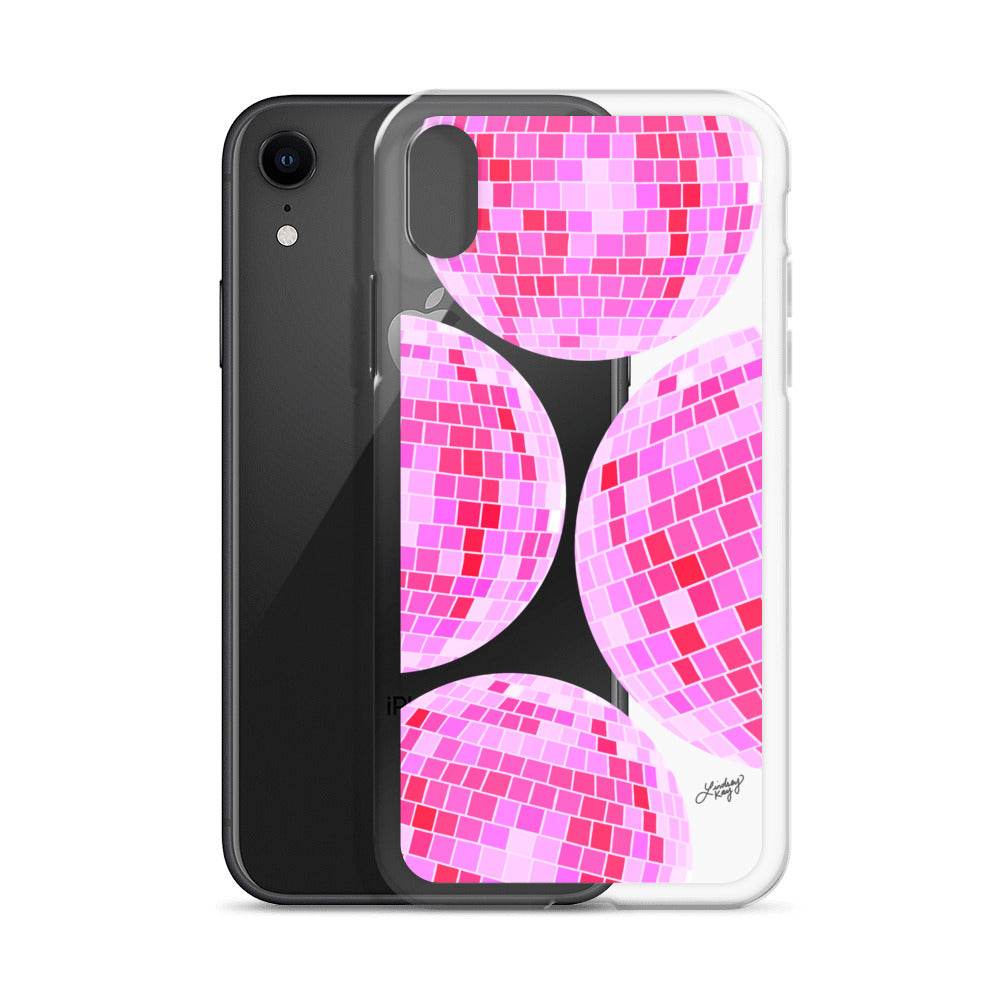 Boules Disco Rose Vif - Étui Transparent pour iPhone®