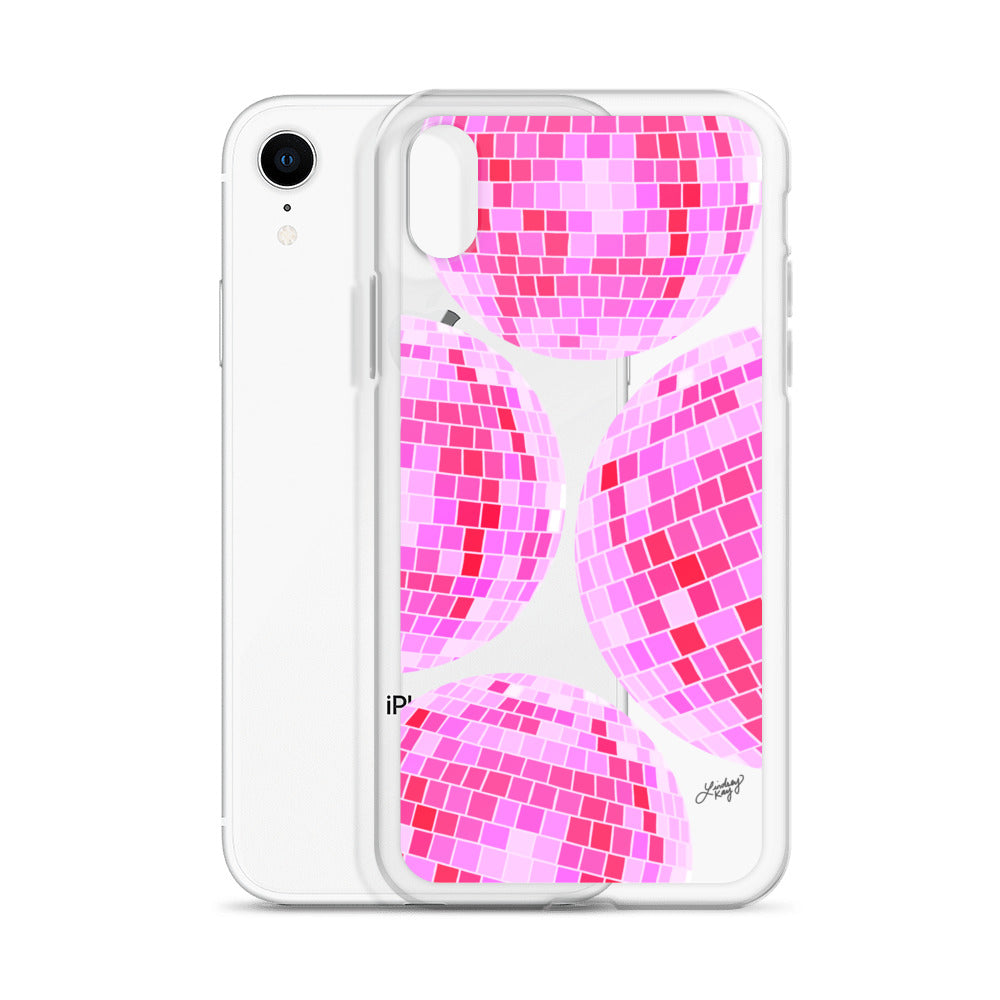 Boules Disco Rose Vif - Étui Transparent pour iPhone®