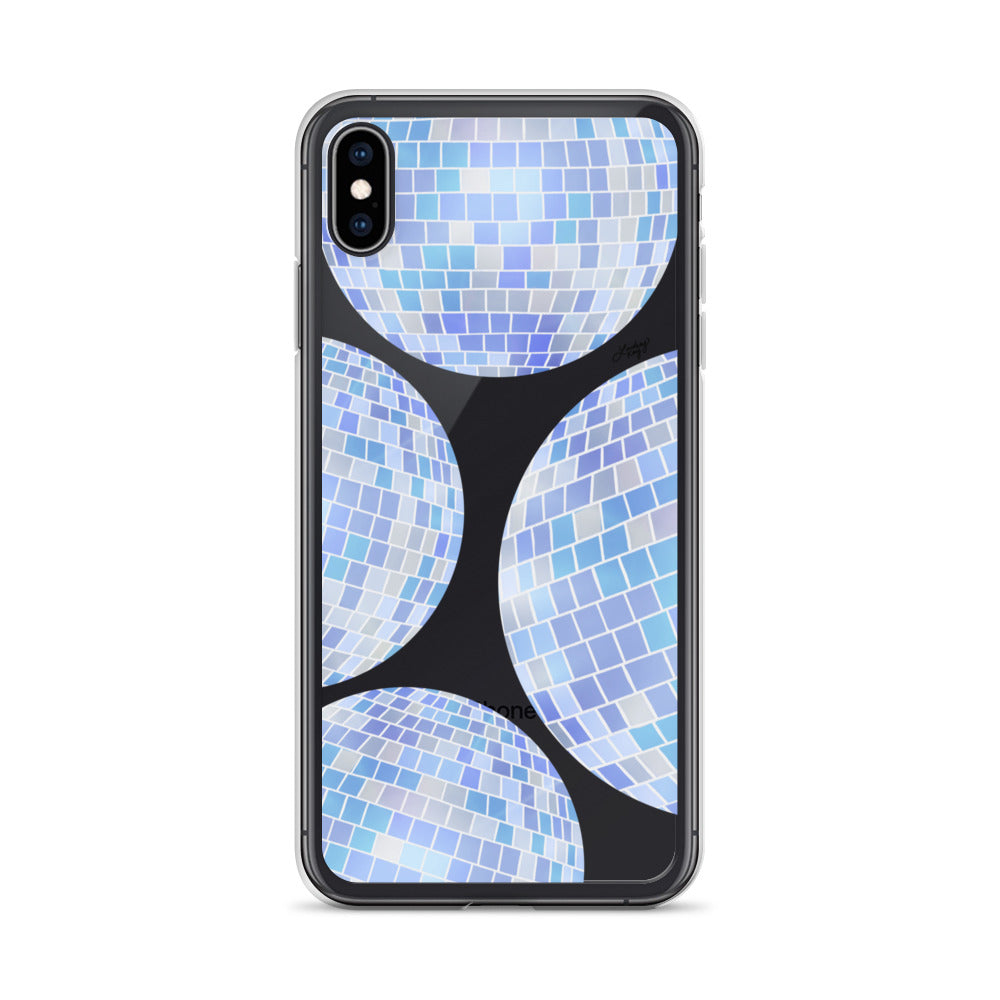 Ilustración de bolas de discoteca azules - Funda transparente para iPhone®