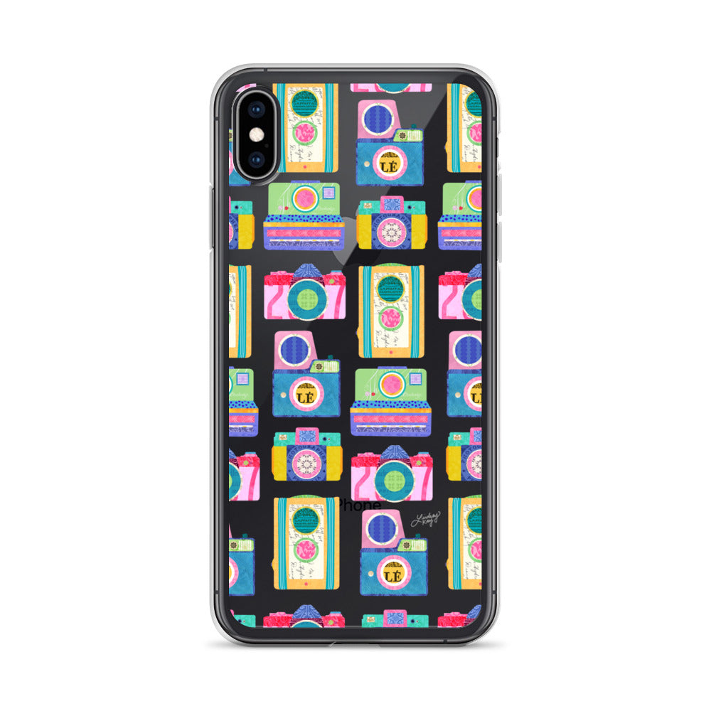 Colorful Vintage Cameras Illustration - Clear Case for iPhone®