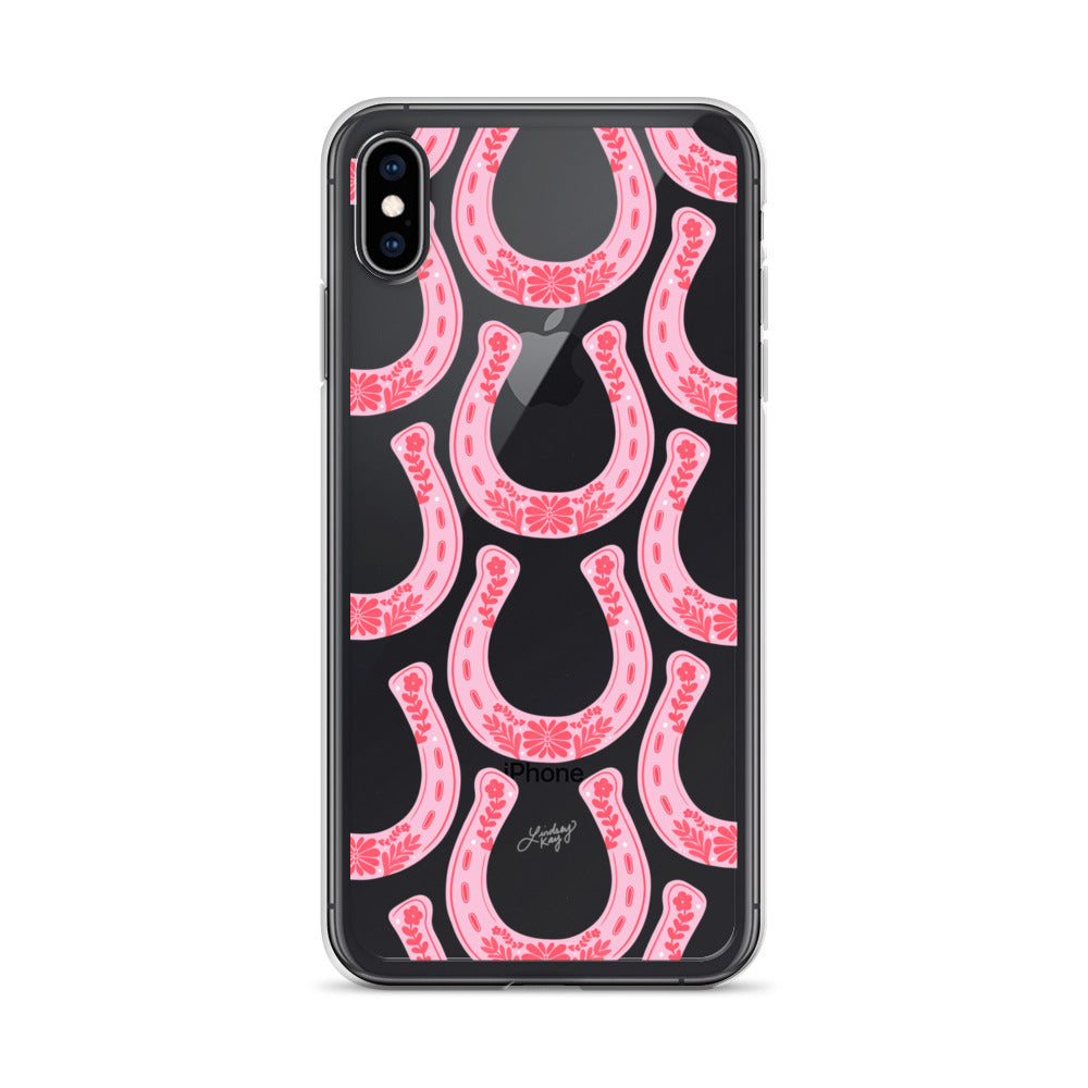 Pink Floral Horseshoe Illustration - Clear Case for iPhone®
