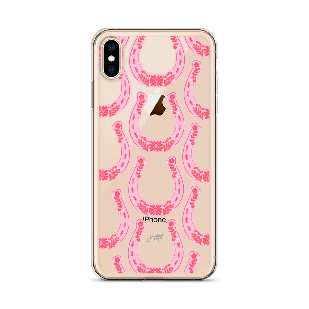 Ilustración de herradura floral rosa - Funda transparente para iPhone®