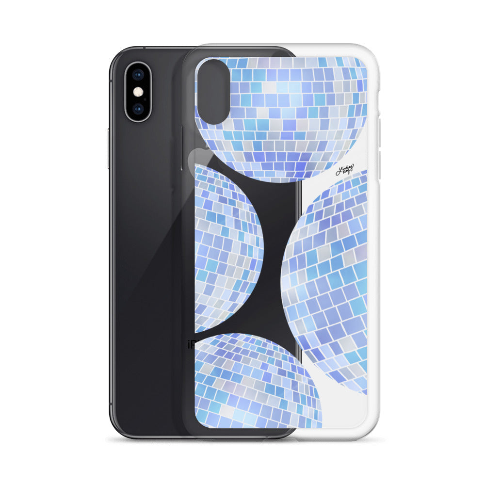 Ilustración de bolas de discoteca azules - Funda transparente para iPhone®