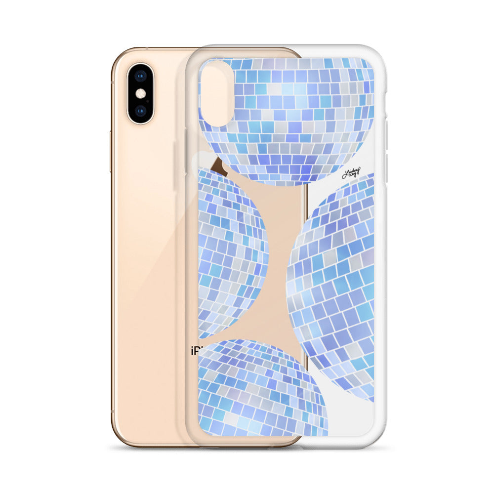Ilustración de bolas de discoteca azules - Funda transparente para iPhone®