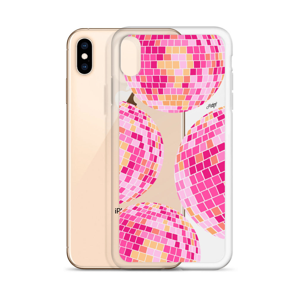 Ilustración de bolas de discoteca rosa/amarilla - Funda transparente para iPhone®