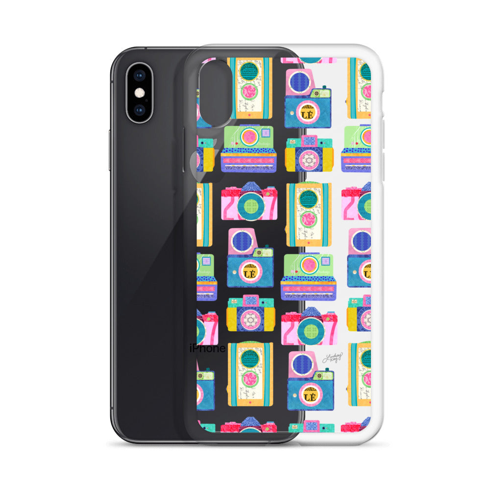 Colorful Vintage Cameras Illustration - Clear Case for iPhone®