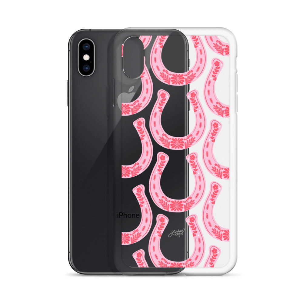 Pink Floral Horseshoe Illustration - Clear Case for iPhone®