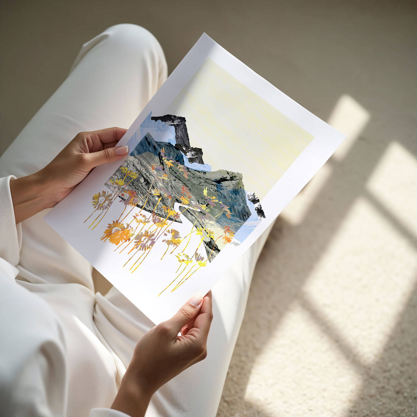 Daisy Mountain Collage (Pink Palette) -  Art Print - Lindsey Kay Collective