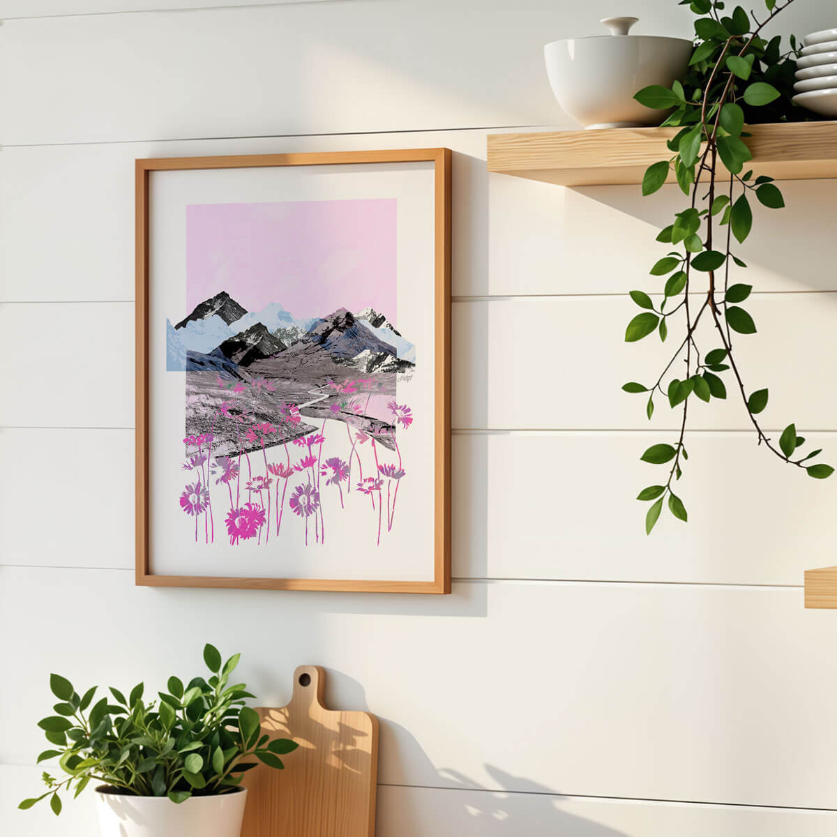 Daisy Mountain Collage (Pink Palette) -  Art Print - Lindsey Kay Collective