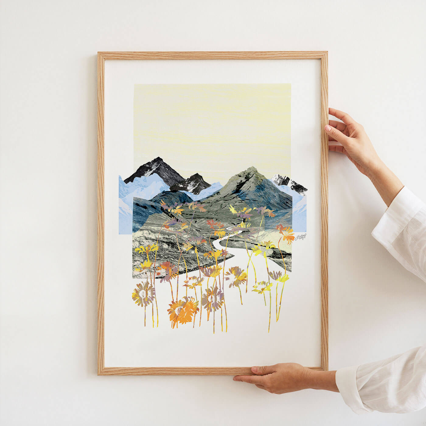 Daisy Mountain Collage (Pink Palette) -  Art Print - Lindsey Kay Collective