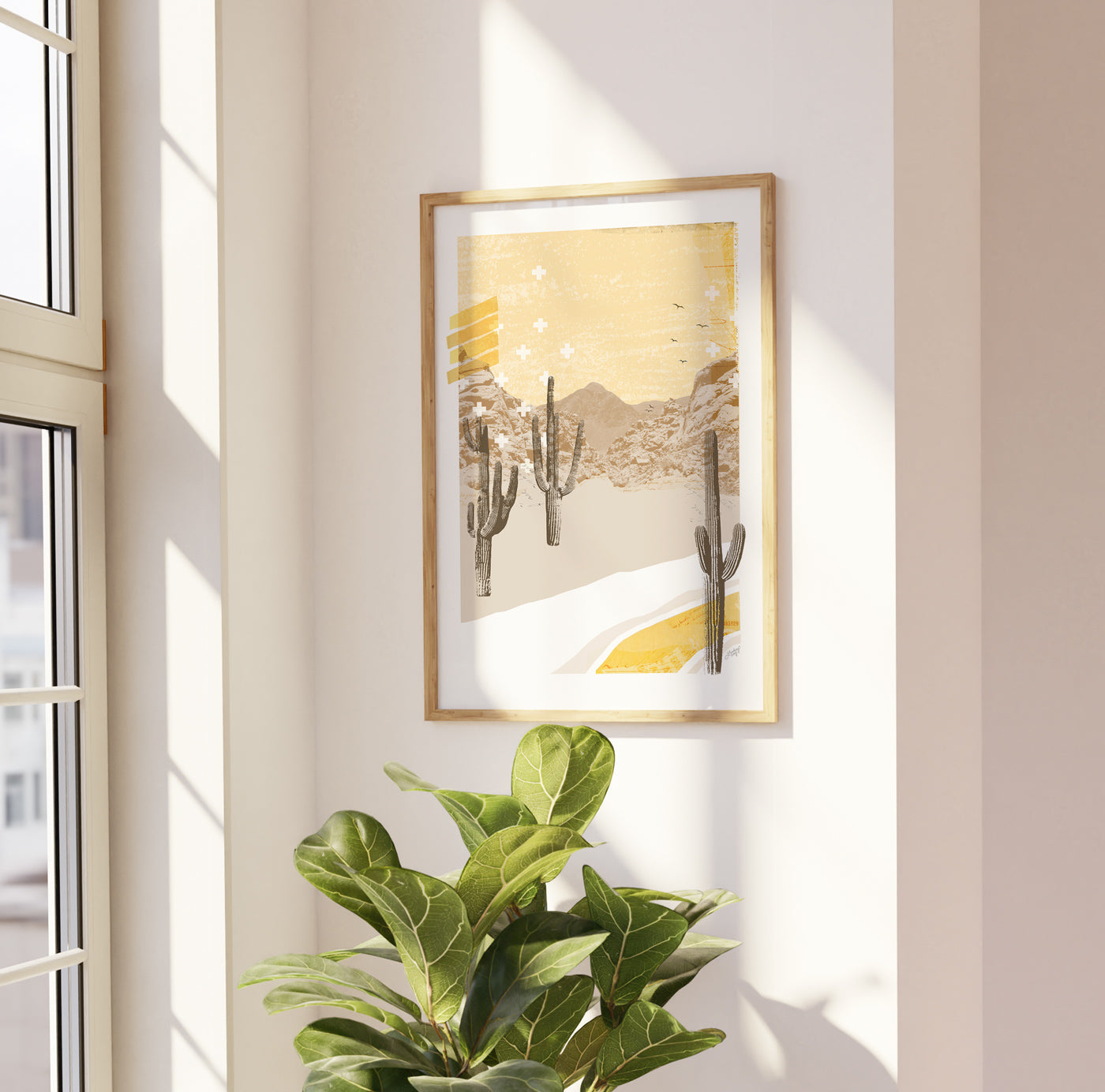 Desert Mountain (Yellow) - Abstract Collage Art Print