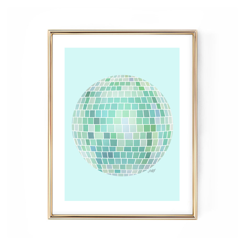 Disco Balls Illustration (Green Palette) - Art Print