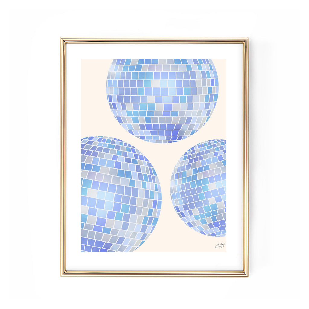 Disco Ball Illustration (Blue Palette) - Art Print