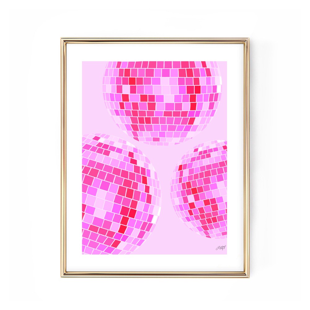 Disco Ball Illustration (Pink Palette) - Art Print
