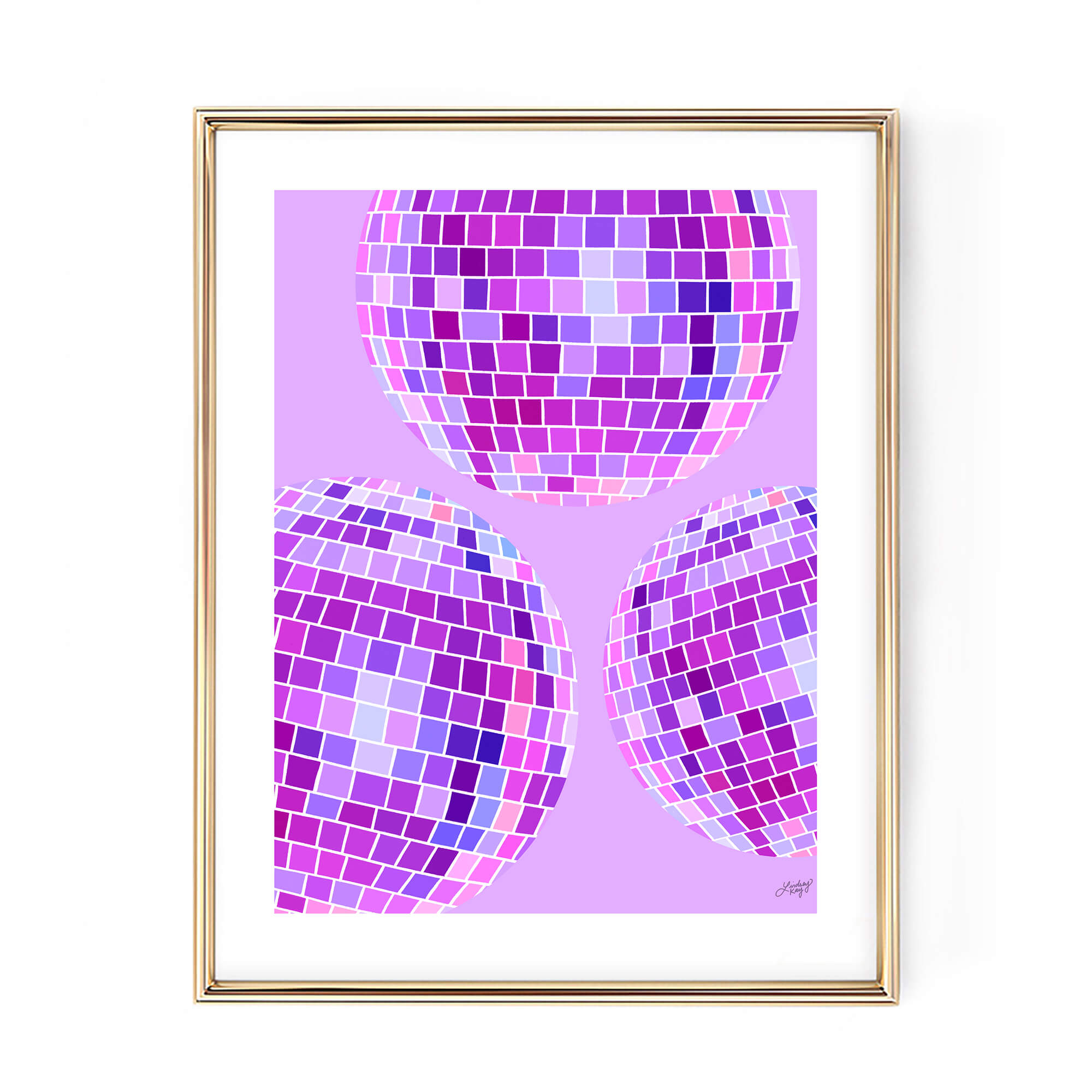 Disco Ball Illustration (Purple) - Art Print