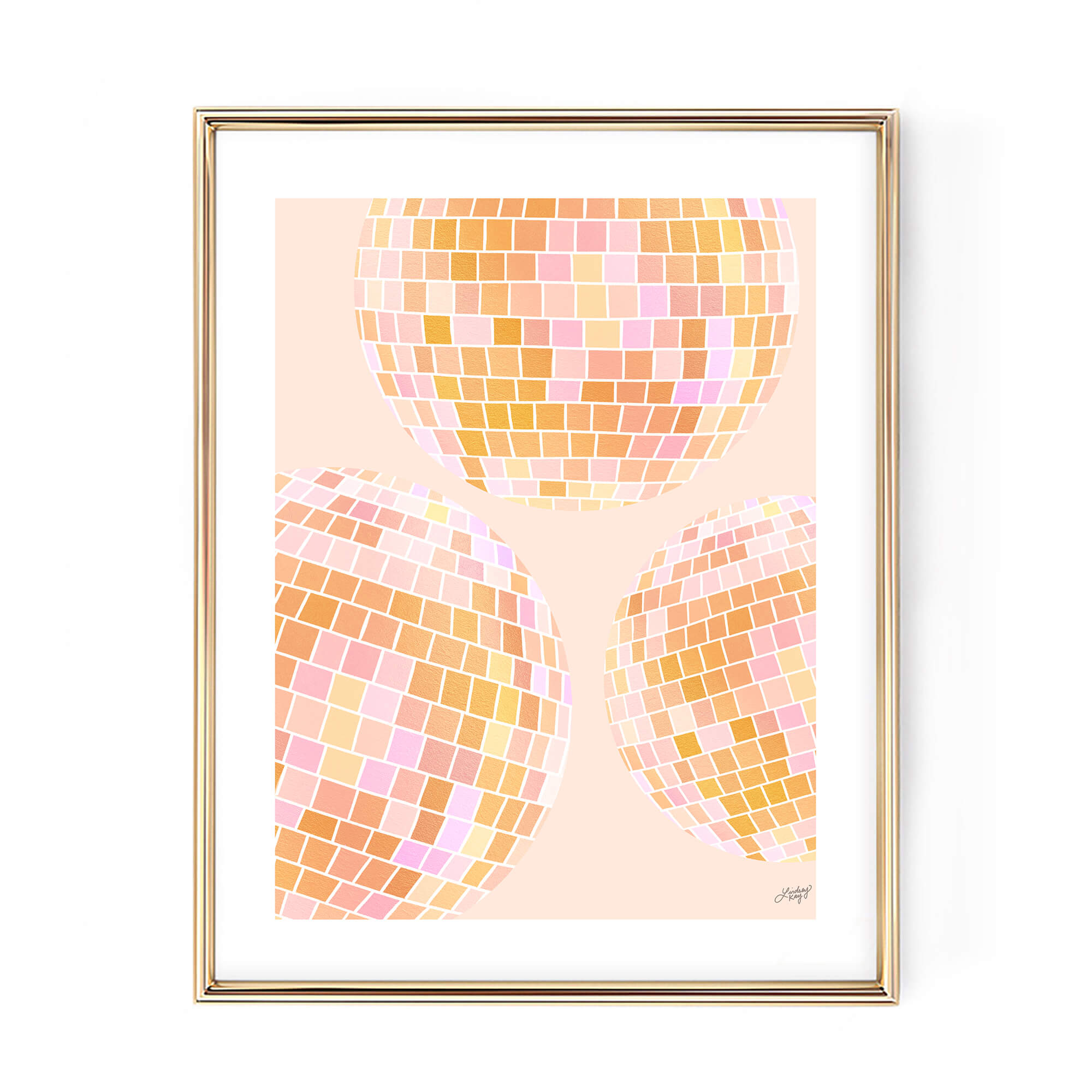 Ilustración de bola de discoteca (paleta amarilla) Fondo blanco - Impresión de arte